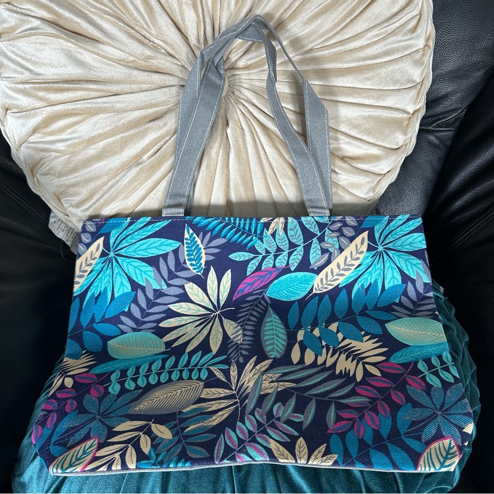 Floral Colorful Canvas Zipper Tote/Shoulder Bag: NWOT